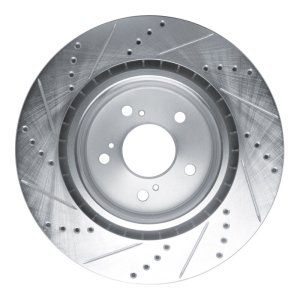 Acura TLX Brake Rotor (1) - Front Right - R1 Concepts - Drilled & Slotted - Silver - `21-`25